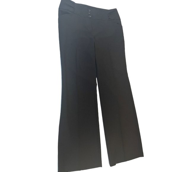 Fashion Bug Pants - Fashion Bug Womens Dress Pants CW13010984 Wide Leg Front Button Black Size 12